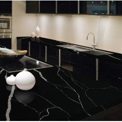 7600 CALACATTA LE NOIR AVANT QUARTZ PŁYTA 1600X3200X20MM CZARNY Z BEŻOWYMI ŻYŁAMI 5,12m²
