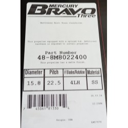 48-8M8022400 MERCURY ŚRUBA NAPĘDOWA 15.8X22.5 LH