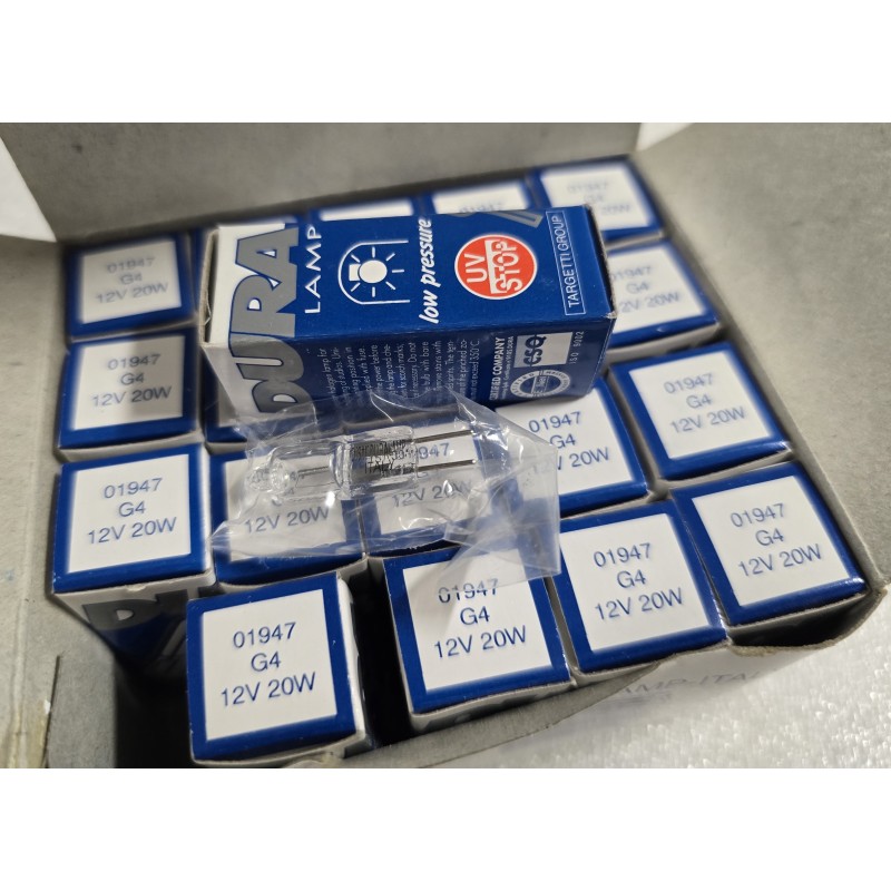 01947 DURALAMP ŻARÓWKA HALOGENOWA 20W G4 12V 20 SZTUK 01947 DURALAMP ŻARÓWKA HALOGENOWA 20W G4 12V 20 SZTUK