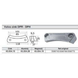 3588768 VOLVO PENTA ANODA D4-D6 VP025MG (OUTLET)