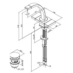 728200000 DAMIXA BATERIA UMYWALKOWA G TYPE V3.0 CHROM Z KORKIEM AUTOMATYCZNYM (POWYSTAWOWA, BRAK OPAKOWANIA)