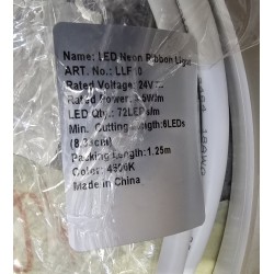 LLF10 LED LUME NEON RIBBON LIGHT WĄŻ ŚWIETLNY BIAŁY 4500k 1,25 METRA z przyłączem wtrysk i zaślepką