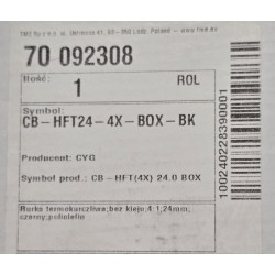 CB-HFT(4X) 24.0 BOX CYG KTG RURKA TERMOKURCZLIWA BEZ KLEJU 4:1 24MM CZARNY POLIOLEFIN 10 METRÓW