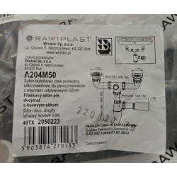 A204M50 RAWIPLAST SYFON ZLEWOZMYWAKOWY BUTELKOWY PODWÓJNY