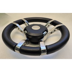 011 GUSSI ITALIA KIEROWNICA JACHTOWA ZE STALI NIERDZEWNEJ POKRYTEJ SKÓRĄ 350MM (POTESTOWA)