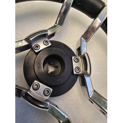 011 GUSSI ITALIA KIEROWNICA JACHTOWA ZE STALI NIERDZEWNEJ POKRYTEJ SKÓRĄ 350MM (POTESTOWA)