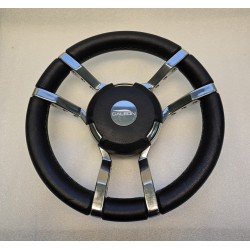 011 GUSSI ITALIA KIEROWNICA JACHTOWA ZE STALI NIERDZEWNEJ POKRYTEJ SKÓRĄ 350MM (POTESTOWA)