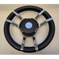 011 GUSSI ITALIA KIEROWNICA JACHTOWA ZE STALI NIERDZEWNEJ POKRYTEJ SKÓRĄ 350MM (POTESTOWA)