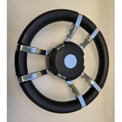 011 GUSSI ITALIA KIEROWNICA JACHTOWA ZE STALI NIERDZEWNEJ POKRYTEJ SKÓRĄ 350MM (POTESTOWA)
