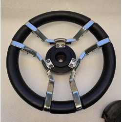 011 GUSSI ITALIA KIEROWNICA JACHTOWA ZE STALI NIERDZEWNEJ POKRYTEJ SKÓRĄ 350MM (POTESTOWA)