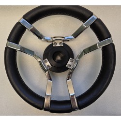 011 GUSSI ITALIA KIEROWNICA JACHTOWA ZE STALI NIERDZEWNEJ POKRYTEJ SKÓRĄ 350MM (POTESTOWA)