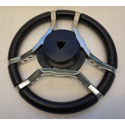 011 GUSSI ITALIA KIEROWNICA JACHTOWA ZE STALI NIERDZEWNEJ POKRYTEJ SKÓRĄ 350MM (POTESTOWA)