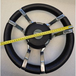 011 GUSSI ITALIA KIEROWNICA JACHTOWA ZE STALI NIERDZEWNEJ POKRYTEJ SKÓRĄ 350MM (POTESTOWA)