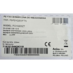 PBP2VQ203FTN PCH3200ZT AMICA PŁYTA CERAMICZNA DO ZABUDOWY (OUTLET)