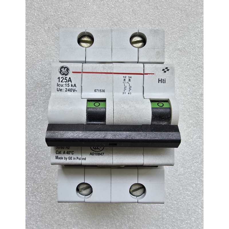 671536 GENERAL ELECTRIC WYŁĄCZNIK NADPRĄDOWY REDLINE HTI HTI102C125 2P C125 15KA (POTESTOWY)
