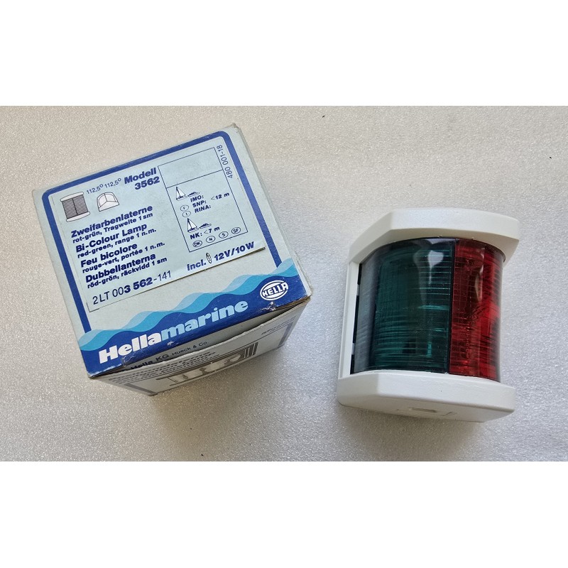 2LT 003.562-141 HELLA MARINE LAMPA NAWIGACYJNA DZIOBOWA ZIELONO-CZERWONA BIAŁA OBUDOWA (OUTLET)