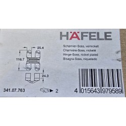 341.07.763 HAFELE ZAWIAS SOSS DO DRZWI WEWNĘTRZNYCH BEZPRZYLGOWYCH 35-38MM NIKIEL (OUTLET)