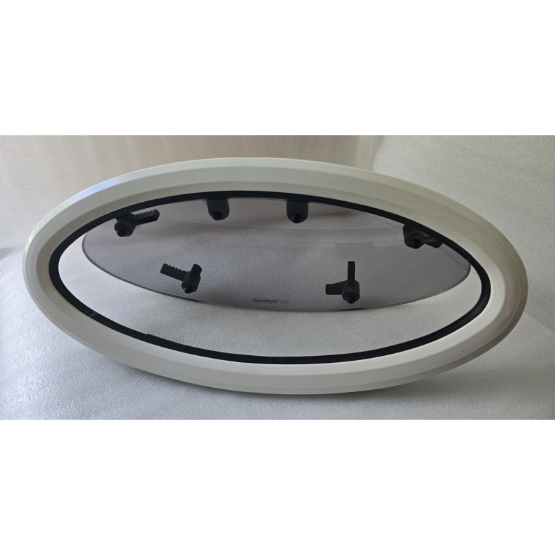 854621 MOONLIGHT BSI OKNO JACHTOWE Z SZYBĄ PRZYCIEMNIONĄ OWALNE BIAŁA RAMA 482x227mm (OUTLET)