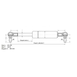 S:345/L:801/500N/INOX316/W PIVEXIN TECHNOLOGY AMORTYZATOR GAZOWY DO LUKU