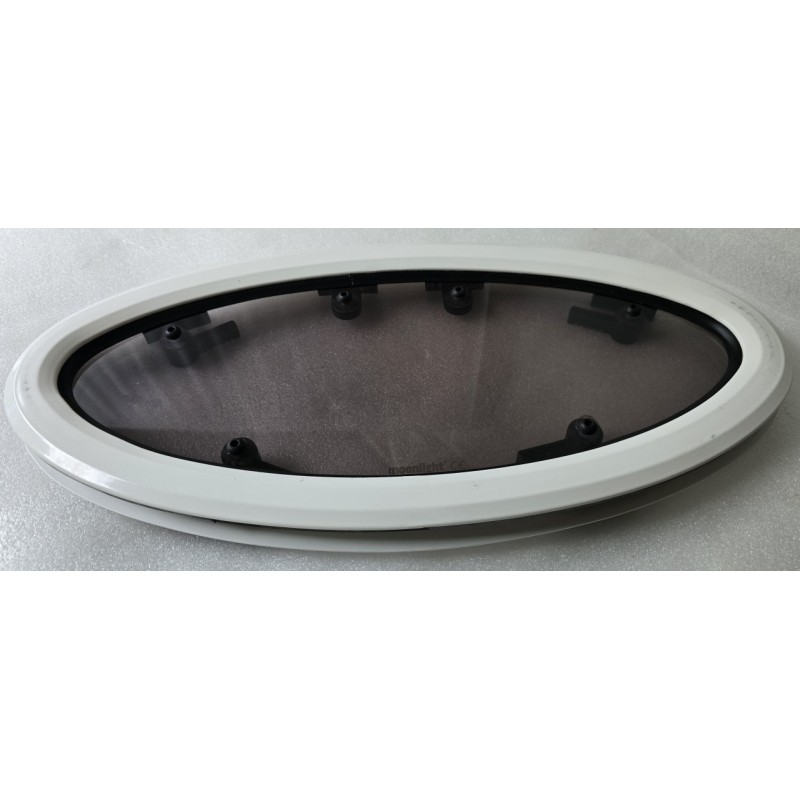 854621 MOONLIGHT BSI OKNO JACHTOWE Z SZYBĄ PRZYCIEMNIONĄ OWALNE BIAŁA RAMA 482x227mm (OUTLET)