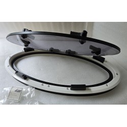 854621 MOONLIGHT BSI OKNO JACHTOWE Z SZYBĄ PRZYCIEMNIONĄ OWALNE BIAŁA RAMA 482x227mm (OUTLET)