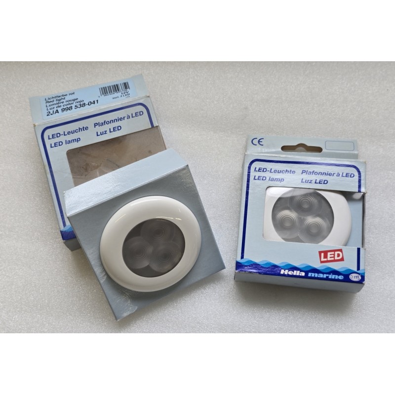 2JA 998 538-041 HELLA MARINE LAMPKA LED CZERWONE ŚWIATŁO BIAŁA RAMKA 12V 0.7W  ZESTAW 2 SZTUKI (OUTLET)