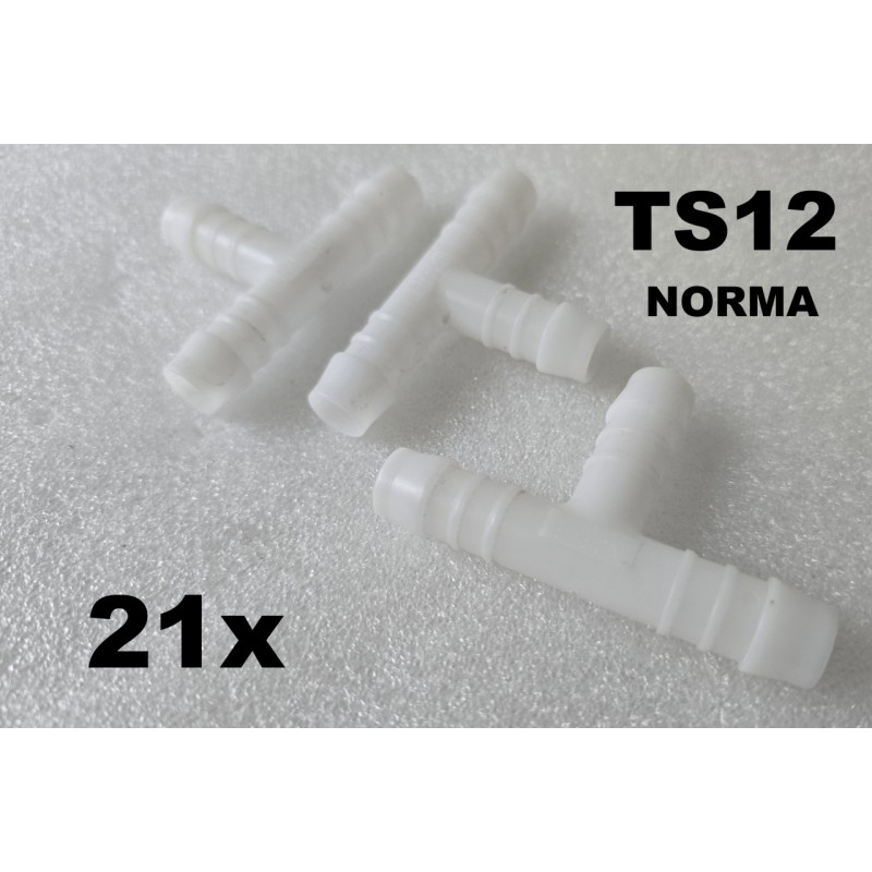 7608900012 NORMA ZŁĄCZKA TRÓJNIK T NA WĄŻ 12 MM TS12 21 SZTUK W ZESTAWIE (OUTLET)