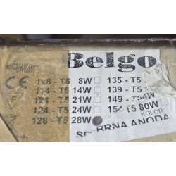 BELGO N 128E GOLLAND ALUMINIOWA OPRAWA ŚWIETLÓWKOWA T5 28W 230V 50HZ ZESTAW 10 SZTUK (OPRAWA i STATECZNIK)