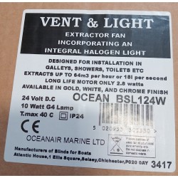 WENTYLATOR Z HALOGENEM Ocean Air 24V 7812823A 24VDC VL-24V-W 140MM Biała