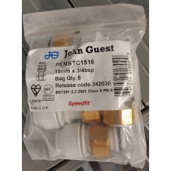 PEMSTC1516 John Guest ZŁĄCZKI PROSTE Z NAKRETKĄ 15MMX3/4" OPAK. 5 szt