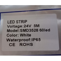 SMD3528 60LED TAŚMA LED BIAŁY ZIMNY 24V WODOODPORNY (70) 24V W SILIKONIE