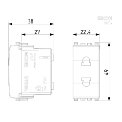 20234 EIKOM Vimar Gniazdo 2P, 16A, STANDARD EU+USA, SICURY, 1M, ANTRACYT