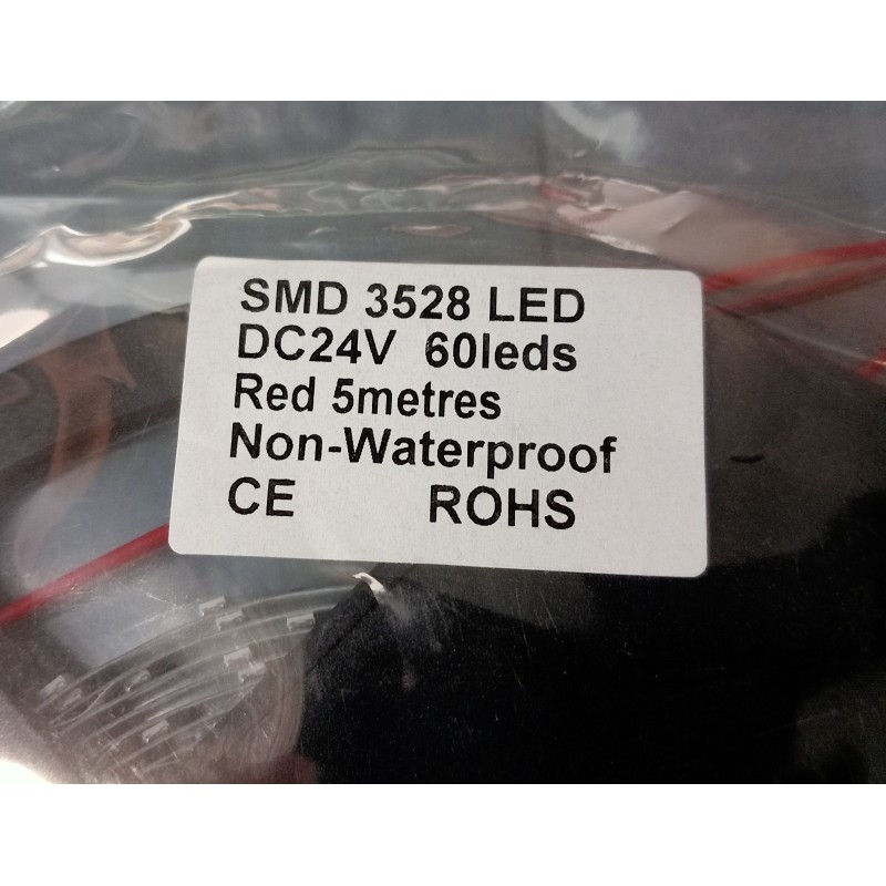 SMD3528 TAŚMA LED CZERWONA 24V DC24V 60LEDS 5M CE ROHS