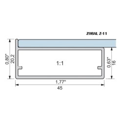 Z-11 ZOBAL RAMKA ALUMINIOWA FRONT 440x255 LUSTRO SREBRNE